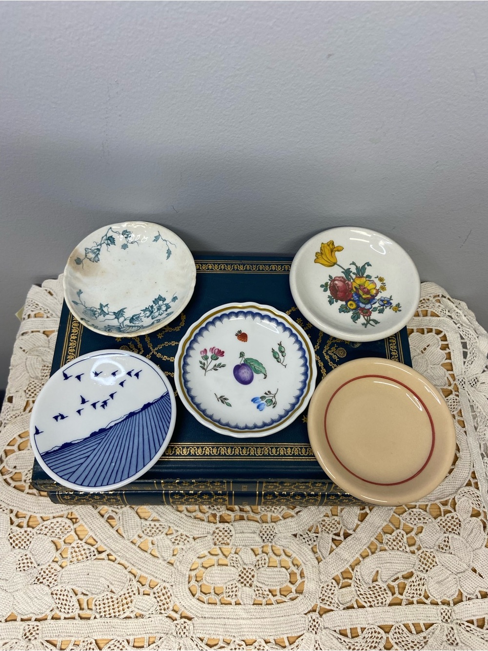 Lot of 5 Butter Pats Various Patterns and Sizes
